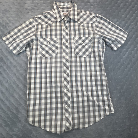 Urban Pipeline Shirt Men Medium Multi Color Plaid Pearl Snap Short Sleeve - Picture 4 of 8